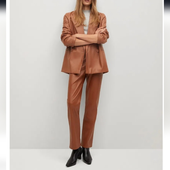 Mango brown faux leather blazer - Picture 2 of 7